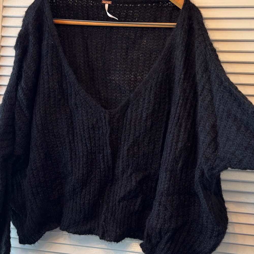 Free People Black V-Neck Sweater